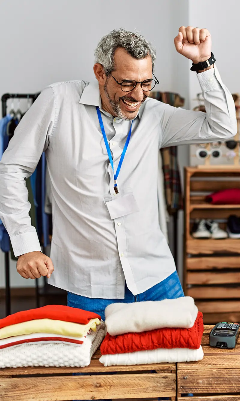 Dancing Retail Store Owner